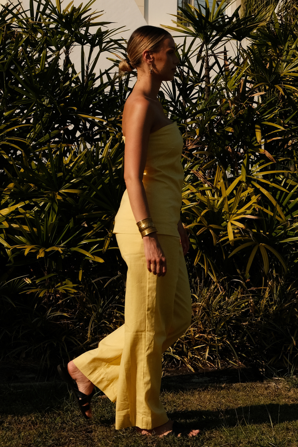 Ingrid| Top zipper en lin Jaune pastel