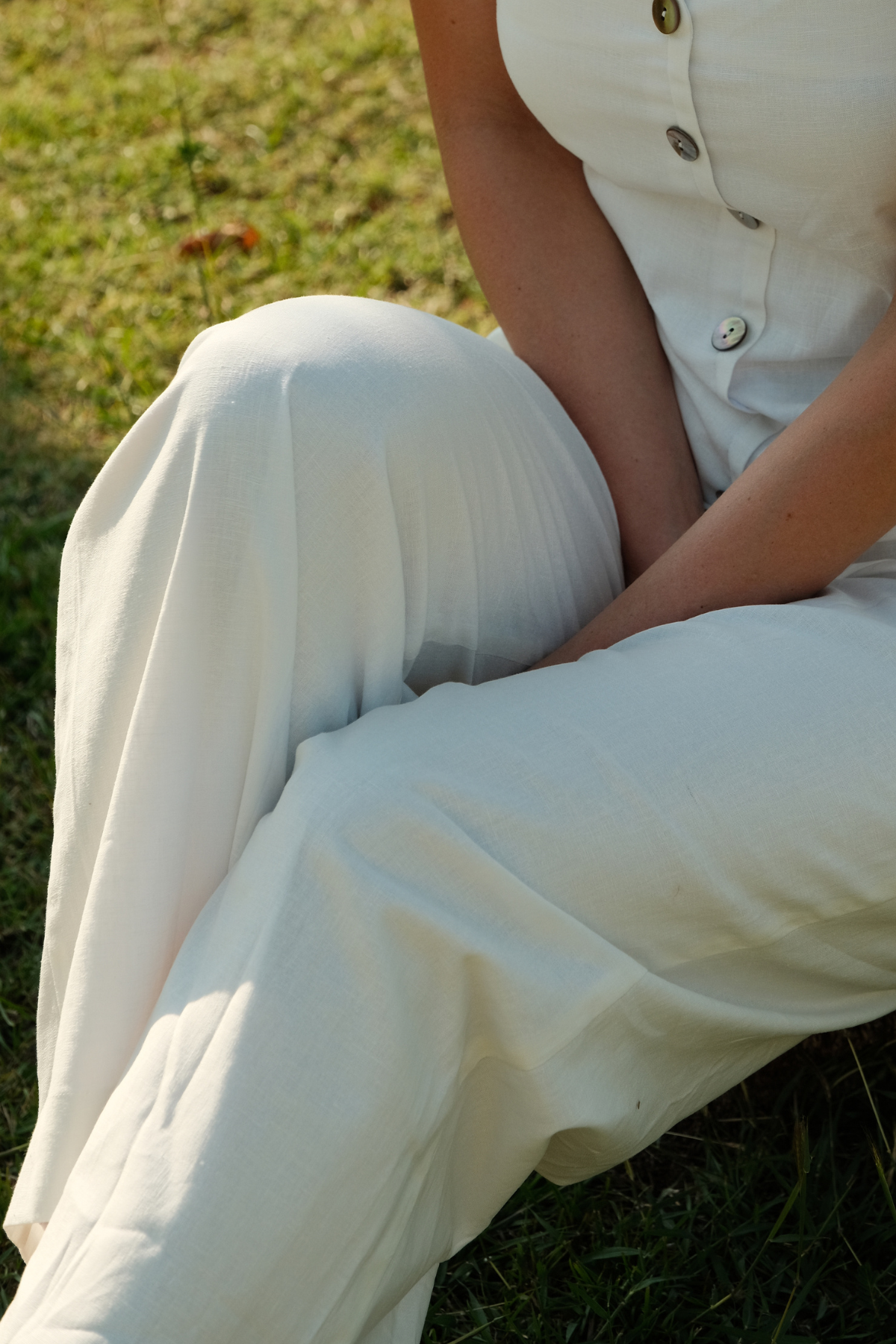 Kane| Pantalon en lin Blanc cassé
