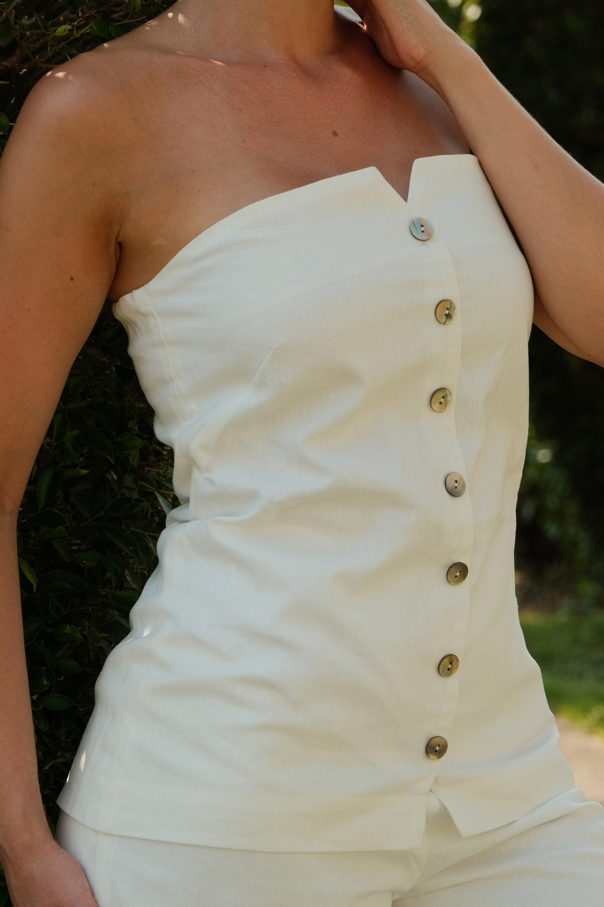 Kane | Top zipper en lin Blanc cassé